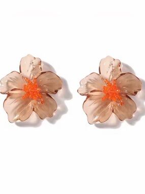 Brown Floral Summer Earrings